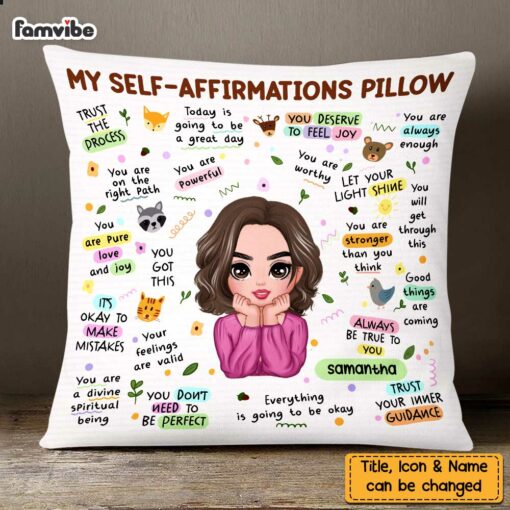 Personalized Mental Health Breakdown Affirmations Boho Animal Pillow