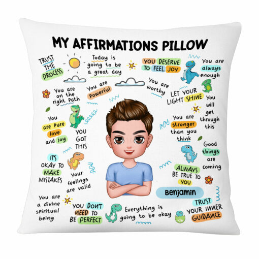 Personalized Mental Health Breakdown Affirmations Dinosaur Pillow