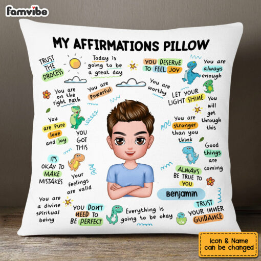 Personalized Mental Health Breakdown Affirmations Dinosaur Pillow