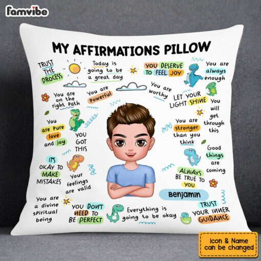 Personalized Mental Health Breakdown Affirmations Dinosaur Pillow