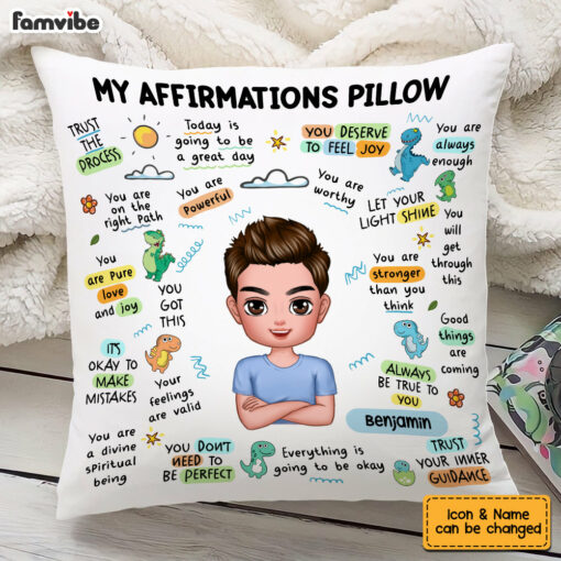 Personalized Mental Health Breakdown Affirmations Dinosaur Pillow