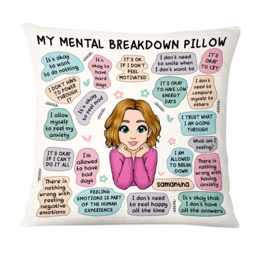 Personalized Mental Health Breakdown Affirmations Pillow