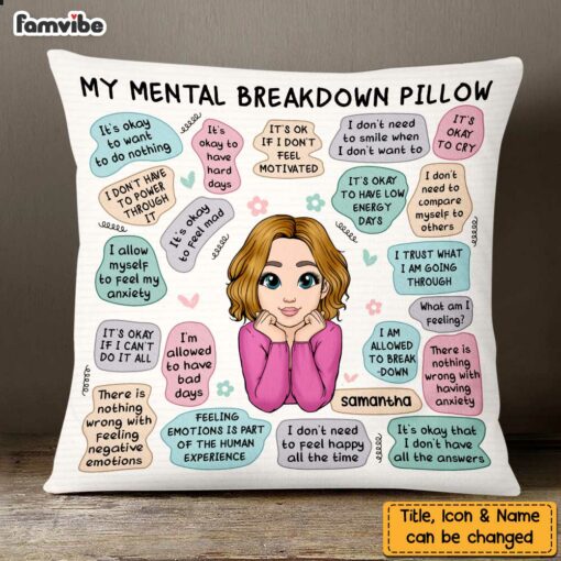 Personalized Mental Health Breakdown Affirmations Pillow