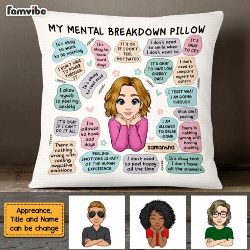 Personalized Mental Health Breakdown Affirmations Pillow