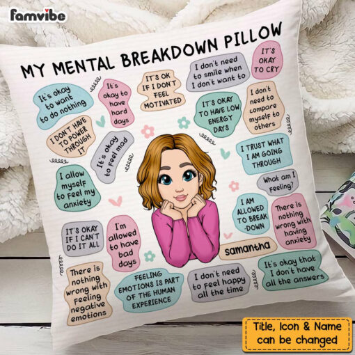 Personalized Mental Health Breakdown Affirmations Pillow