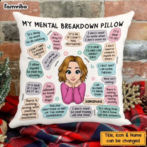 Personalized Mental Health Breakdown Affirmations Pillow