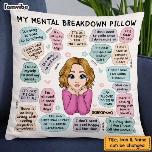 Personalized Mental Health Breakdown Affirmations Pillow