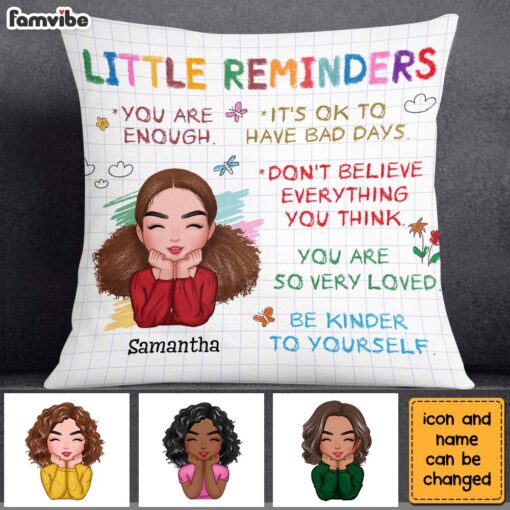 Personalized Mental Health Gift For Daughter Granddaughter Little Reminders Pillow