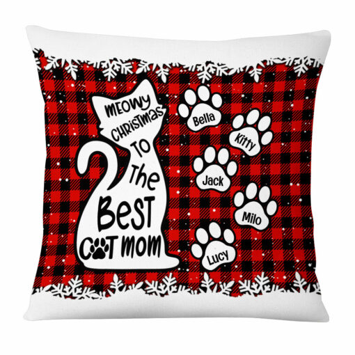 Personalized Meowy Christmas Mom Cat Pillow