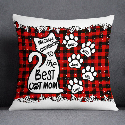 Personalized Meowy Christmas Mom Cat Pillow