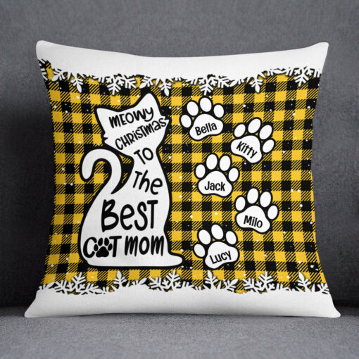 Personalized Meowy Christmas Mom Cat Pillow