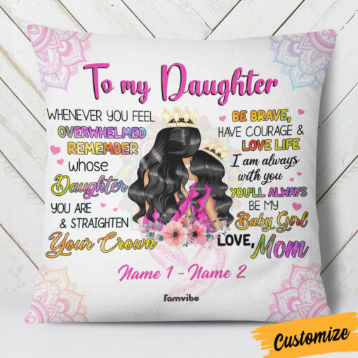 Personalized Mom And Daughter Princess Pillow