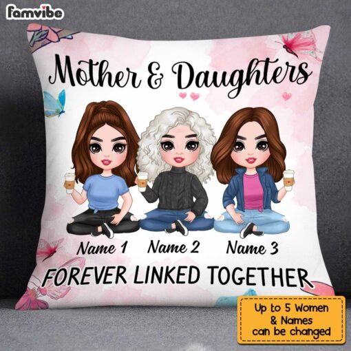 Personalized Mom Daughter Forever Linked Together Pillow