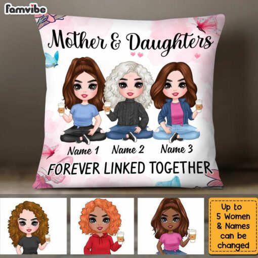 Personalized Mom Daughter Forever Linked Together Pillow