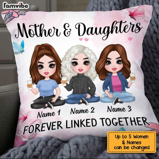 Personalized Mom Daughter Forever Linked Together Pillow