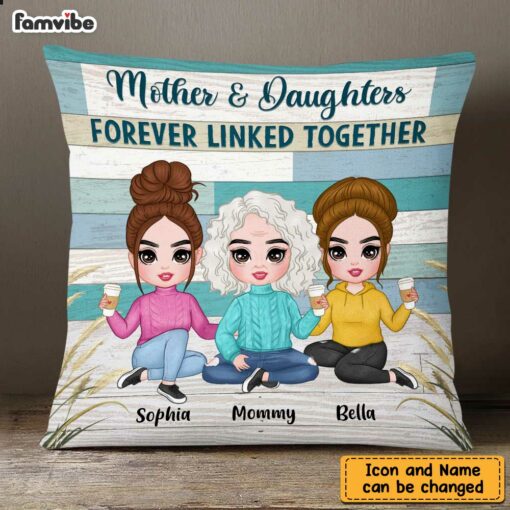 Personalized Mom & Daughter Forever Linked Together Pillow