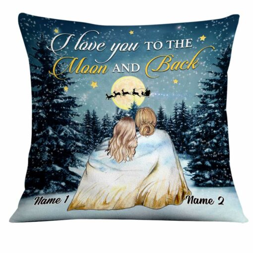 Personalized Mom Daughter Granddaughter Love You To The Moon And Back Pillow