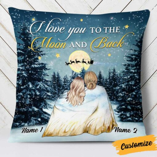 Personalized Mom Daughter Granddaughter Love You To The Moon And Back Pillow