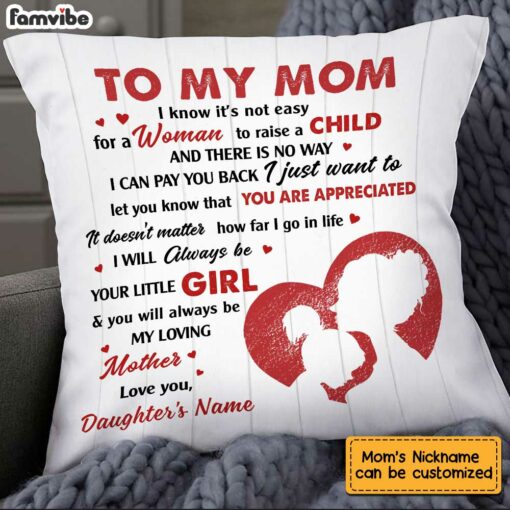 Personalized Mom Daughter Love Pillow