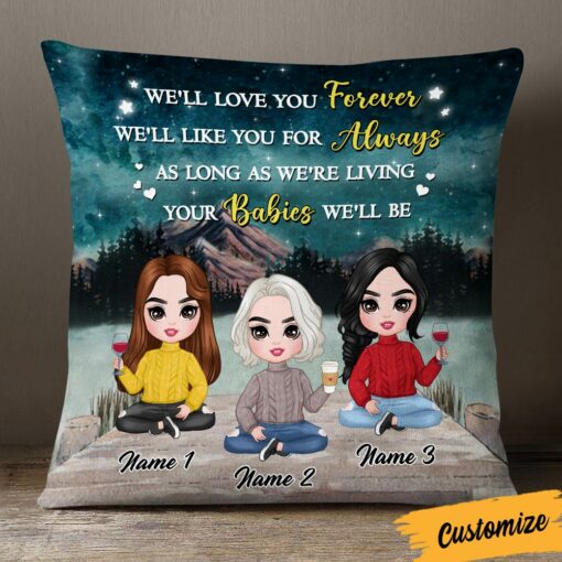 Personalized Mom Daughter Love You Forever Pillow