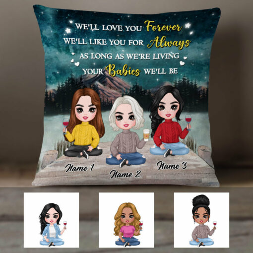 Personalized Mom Daughter Love You Forever Pillow