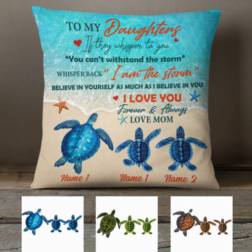 Personalized Mom Daughter Turtle Pillow