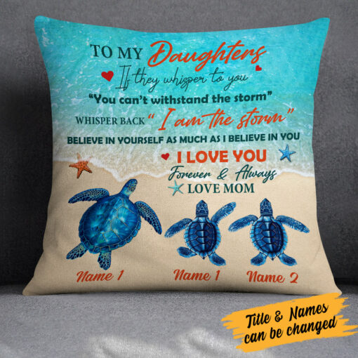 Personalized Mom Daughter Turtle Pillow