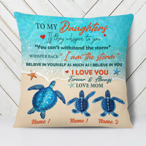 Personalized Mom Daughter Turtle Pillow