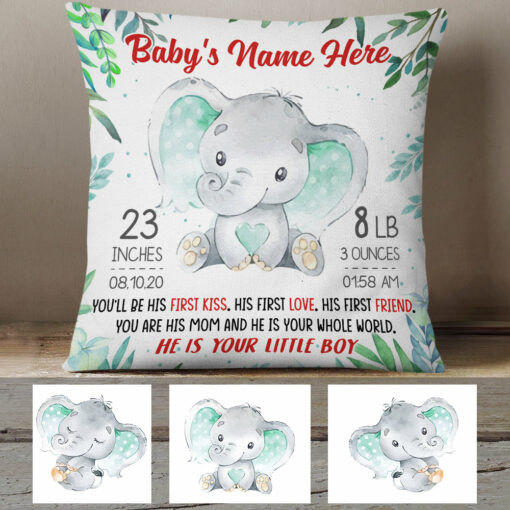 Personalized Mom First Mother Day Elephant Pillow