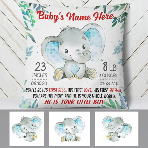 Personalized Mom First Mother Day Elephant Pillow