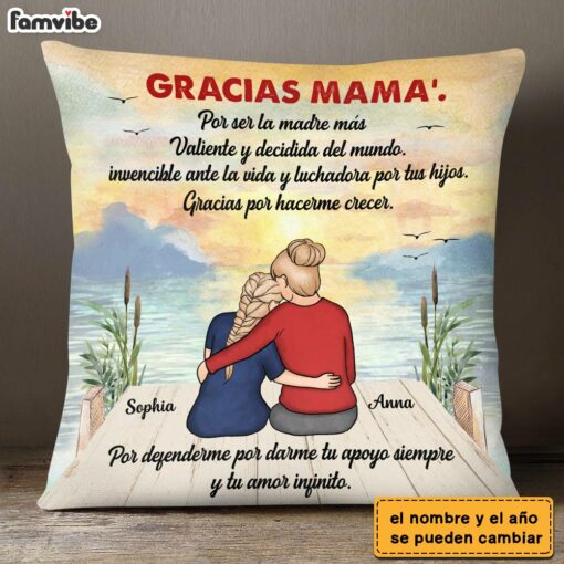 Personalized Mom Gracias Mama Spanish Pillow