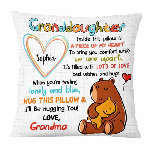 Personalized Mom Grandma Bear Drawing Pillow