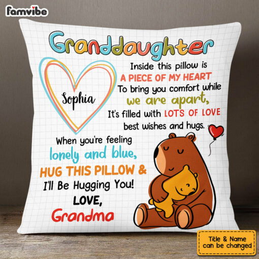 Personalized Mom Grandma Bear Drawing Pillow