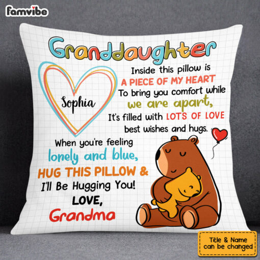 Personalized Mom Grandma Bear Drawing Pillow