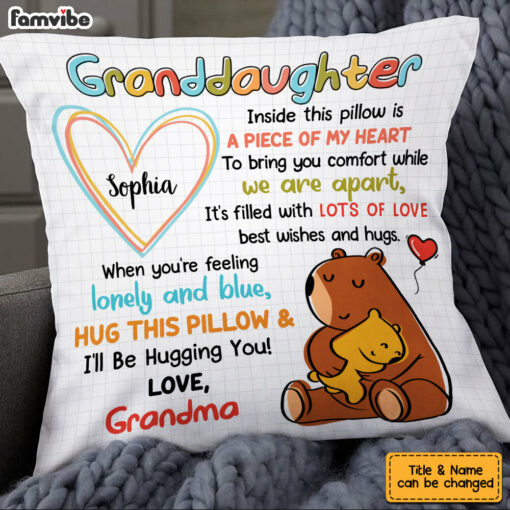 Personalized Mom Grandma Bear Drawing Pillow