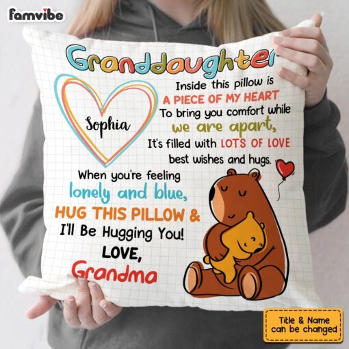 Personalized Mom Grandma Bear Drawing Pillow