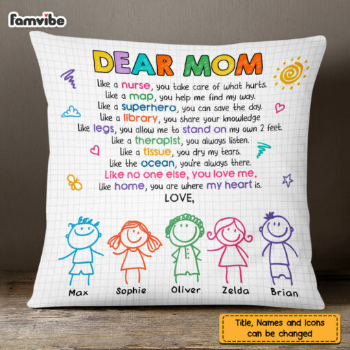 Personalized Mom Grandma Being My Friend Drawing Pillow