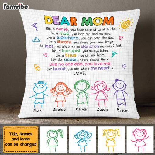 Personalized Mom Grandma Being My Friend Drawing Pillow