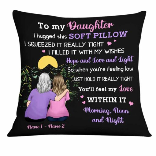 Personalized Mom Grandma Black Pillow