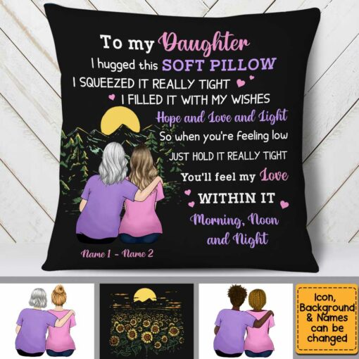 Personalized Mom Grandma Black Pillow