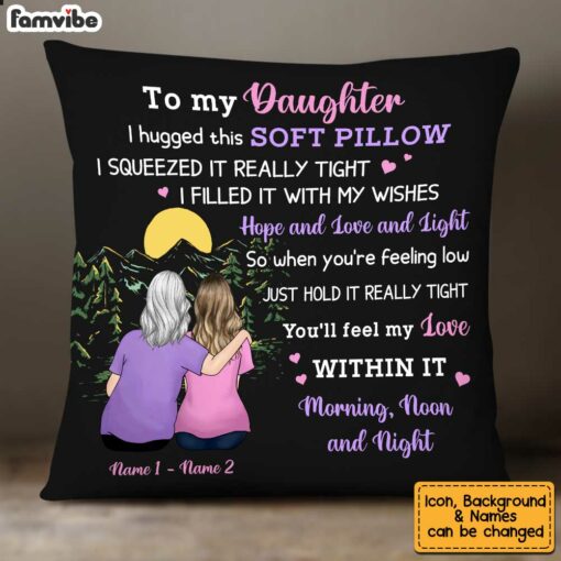 Personalized Mom Grandma Black Pillow