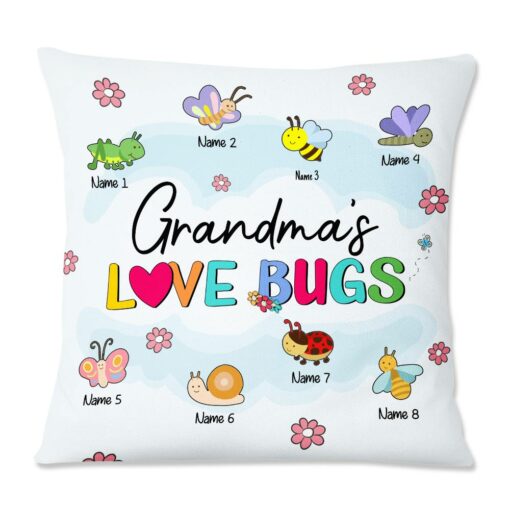 Personalized Mom Grandma Bugs Pillow