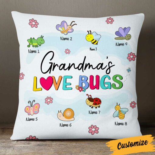 Personalized Mom Grandma Bugs Pillow