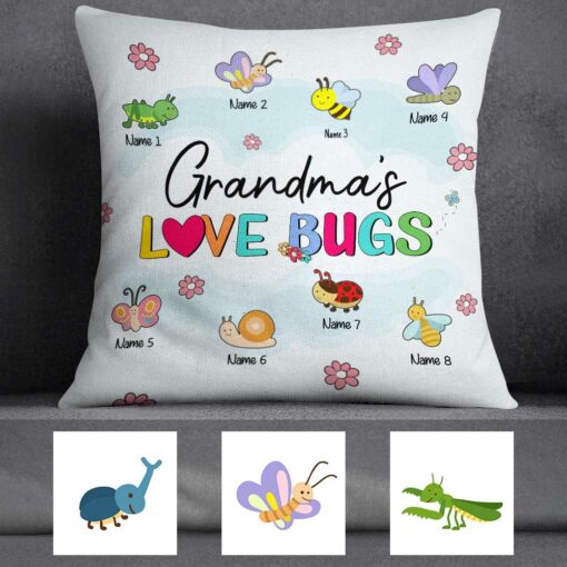 Personalized Mom Grandma Bugs Pillow