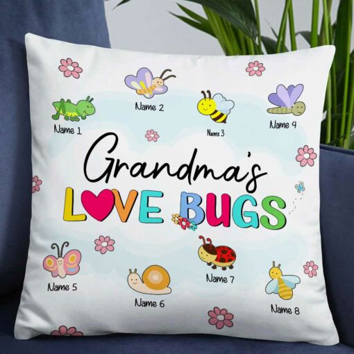 Personalized Mom Grandma Bugs Pillow