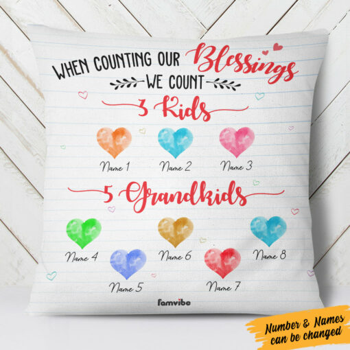 Personalized Mom Grandma Count Our Blessings Pillow