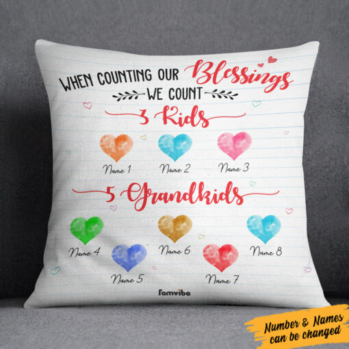 Personalized Mom Grandma Count Our Blessings Pillow