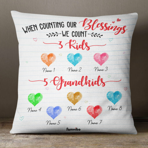 Personalized Mom Grandma Count Our Blessings Pillow