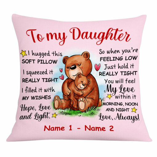 Personalized Mom Grandma Daughter Granddaughter Bear Pillow