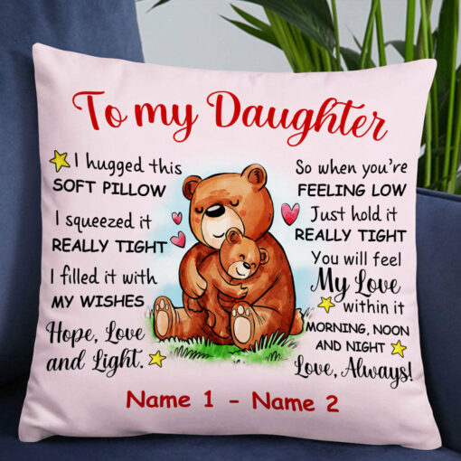 Personalized Mom Grandma Daughter Granddaughter Bear Pillow